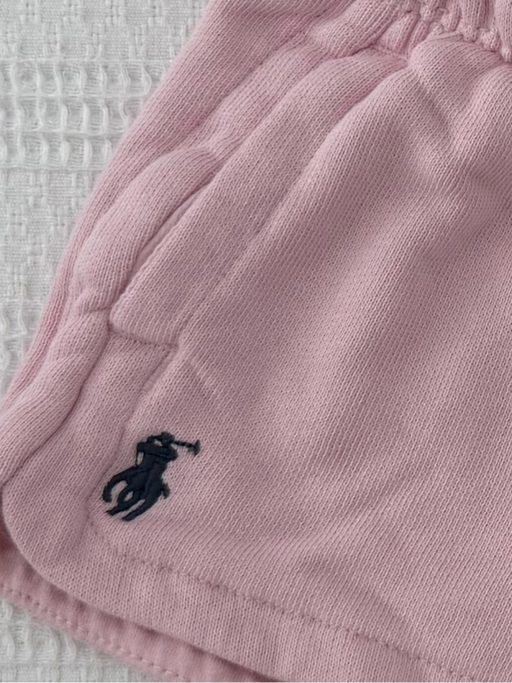 Ralph Lauren Men’s Light Pink Crewneck Sweater with Navy Polo Emblem